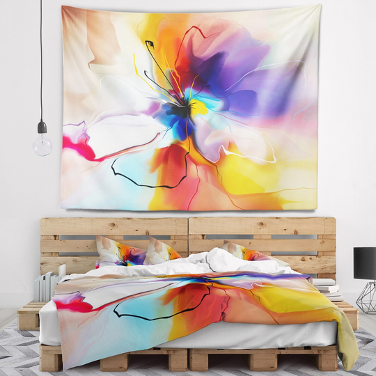 Designart 'Creative Flower in Multiple Colors' Floral Wall Tapestry