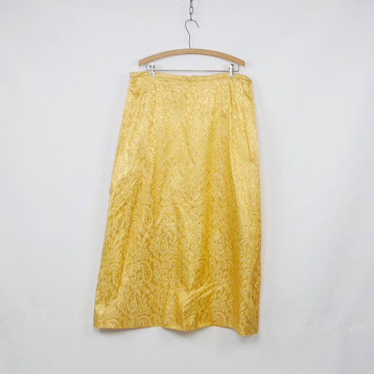 Metallic Gold Brocade Long Pencil Skirt 36 Waist Xxl