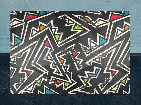 Graffiti Zigzag Grunge Chair Mat, Black Splat White Vinyl Floor Colorful Protective Pvc Decorative Gift Idea