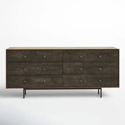 Sommer 70" Wide 6 Drawer Mango Wood Sideboard