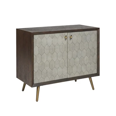 Hudayfa SIDEBOARD - SMALL - WHITE CERUSE - TAUPE SHAGREEN