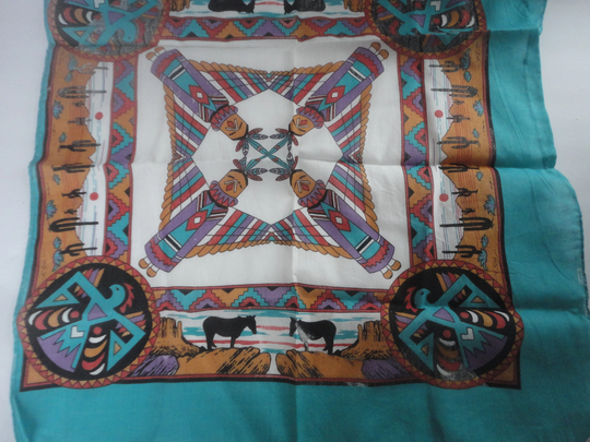 Vintage Southwestern Bandana Fast Colors Made in Usa, Eagle Bandana, Colors, Southwestern, Purple Desert Bandana, Blue