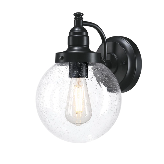 Westinghouse Lighting Eddystone One Light Outdoor Wall Fixture, Matte Black Finish, Clear Seeded Glass - 1-Light