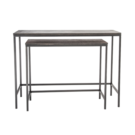 Black Wood & Metal Nesting Tables (Set of 2 Pieces)
