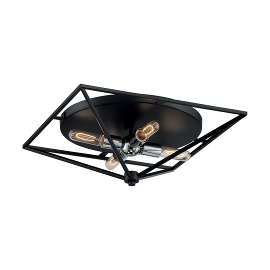 Legend 4-Light Flush Mount with Black and Polished Nickel Finish