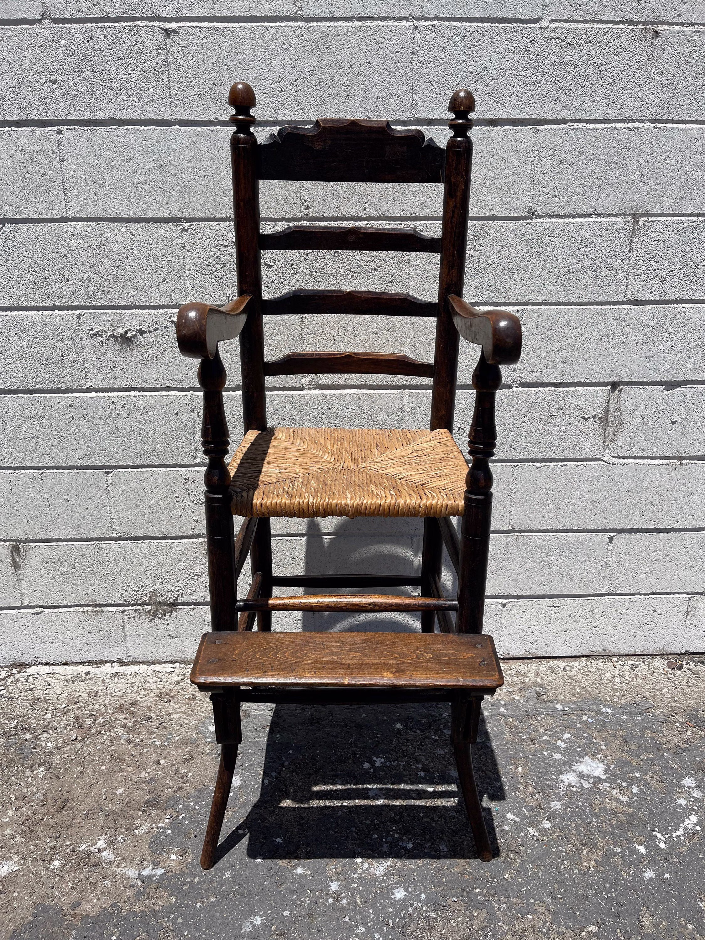 Antique Rustic High Chair Primitive Children Kids Furniture Shabby Chic Farmhouse Seating Desk Midcentury Retro Wood
