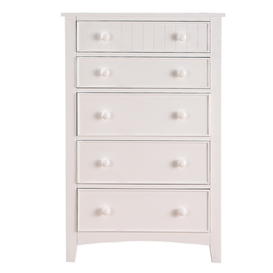Wooden Chest with 5 Drawer Storage, White
