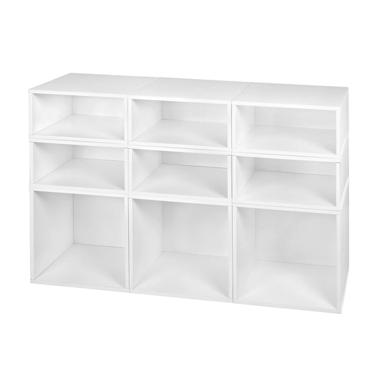 Noble Connect Storage Set- 3 Full Cubes/6 Half Cubes- White Wood Grain