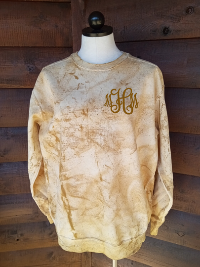 Monogrammed Comfort Colors Tone On Sweatshirt, Monogram Color Blast Crew Neck Personalized