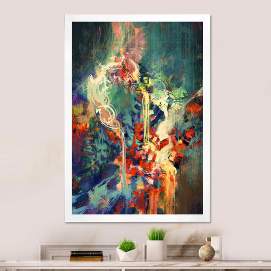 Designart 'Grunge Colorful Painting' Modern Framed artwork