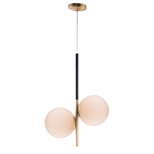 Vesper 2-light 9.75" Wide Steel Pendant - satin brass / black