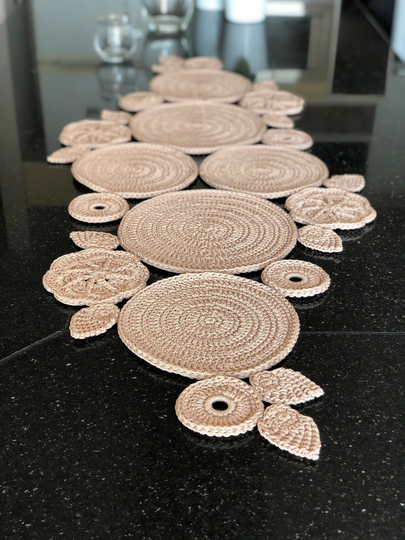 Handmade Floral Table Runner Modern Rustic Home Decor Farmhouse Gift