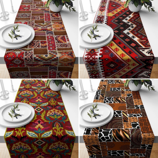 Rug Table Runner, Southwestern & Terracotta Kilim Tablecloth, Kitchen Home Decor, Housewarming Gift, Textile Gift