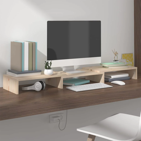 vidaXL Monitor Stand 31.5"x9.4"x4.1" Solid Wood Pine - 31.5" x 9.4" x 4.1"