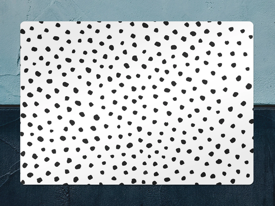 Paint Dot Chair Mat, Black Protective White Splat Spotted Vinyl Floor Decorative Housewarming Gift