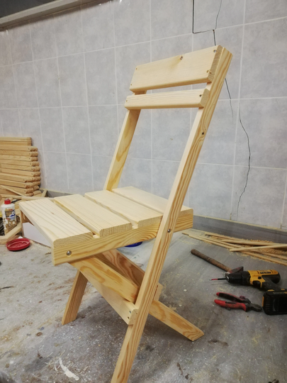 Foldable Camping Table & Chair, Set Of Two, Picnic Set, Garden, Outdoor Furniture, Garden Table, Portable Wood Chair