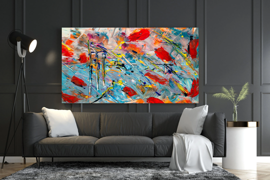 Abstract Painting Wall Print, Colorful Oil Paint On Canvas Decor, Large Canvas, Vibrant Color Contemporary Printing, Mom's Gift