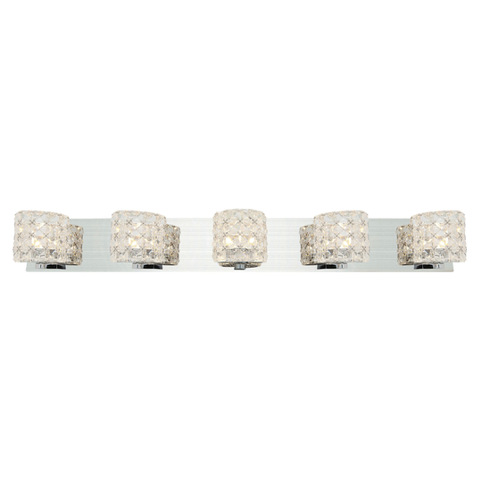 Prizm Chrome 5-light LED Vanity Light with Crystal Glass Shades