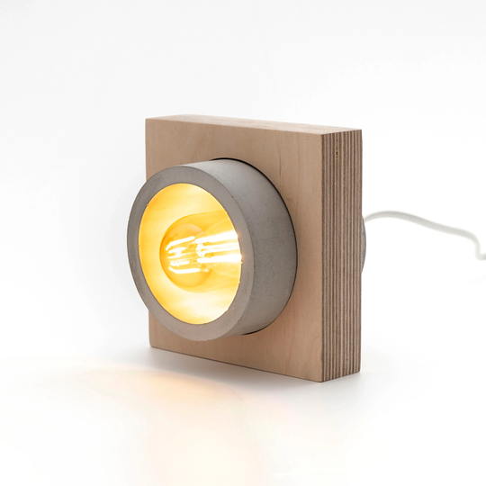 Grey Box Concrete Table Lamp, Pop Art Decor Handmade Bedside Industrial Decor, Edison Home
