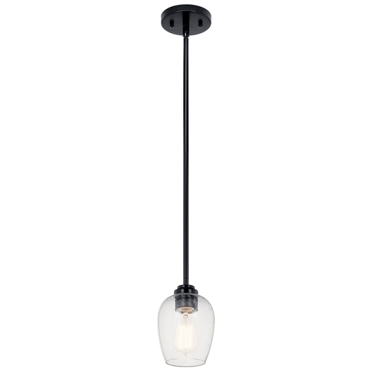 Kichler Lighting Valserrano 7.75 inch Mini Pendant Light Black with Clear Seeded Glass