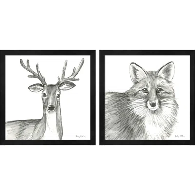 Watercolor Pencil Forest (Deer & Fox) By Kelsey Wilson, Framed Art (Set Of 2)