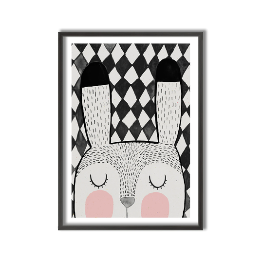 Kids Framed Art Print Bunny by Treechild - Multi-Color