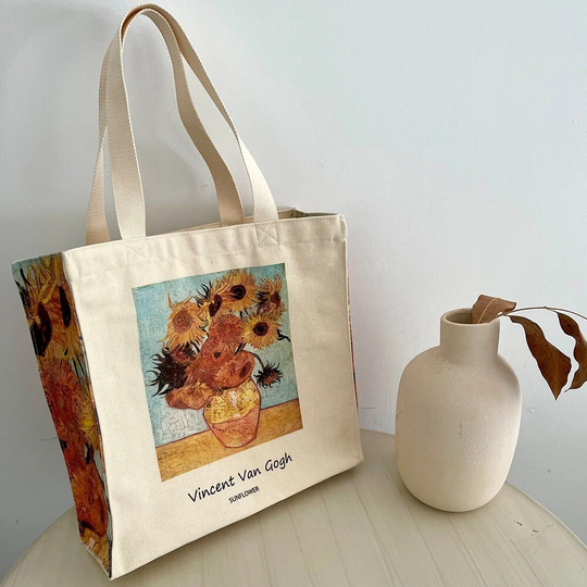 Sunflower Tote Bag|Van Gogh Bag|Floral Aesthetic Bag|Teacher Life Bag|Canvas Bag|Vincent Art Bag|Bridesmaid Bags|Reusable Bag