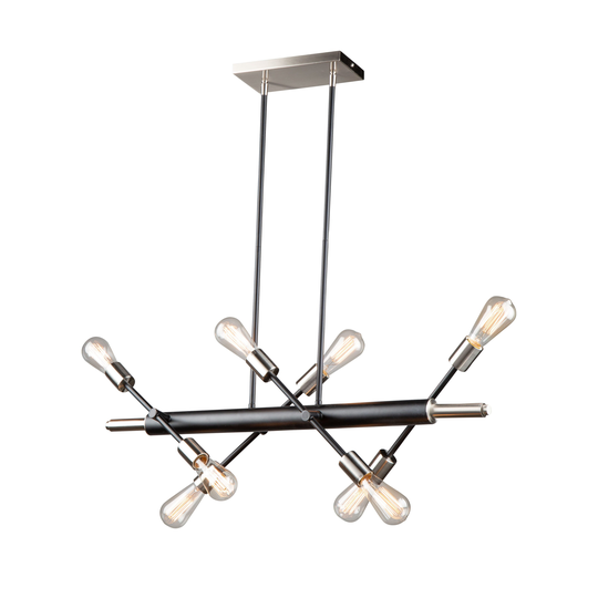 Artcraft Truro 8-Light Kitchen Island Light in Black & Brushed Nickel
