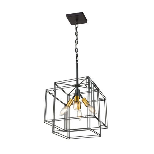 Artcraft Artisan 4-Light Pendant Light in Black and Brushed Brass