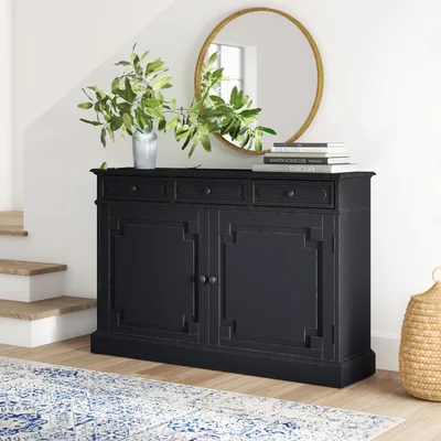 Adelbert 55" Wide 3 Drawer Pine Wood Sideboard