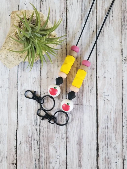 Pencil Lanyard, Apple, Teacher Teacher Gift, Id Badge Holder, Breakaway, Teacher, Lanyard Necklace