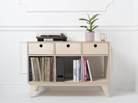 Record Player Stand - Turntable Stand Console Credenza Vinyl Storage Sideboard Cabinet