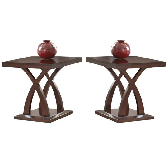 Square End Table in Espresso Cherry Wood - Set of 2 - 54 x 84