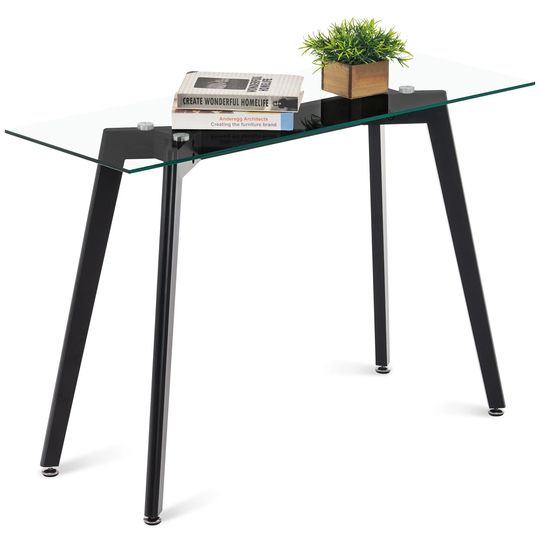 ivinta Narrow Console Table, Glass Sofa Table Small TV Entryway Table for Small Space - 15.8*43.3*29.3