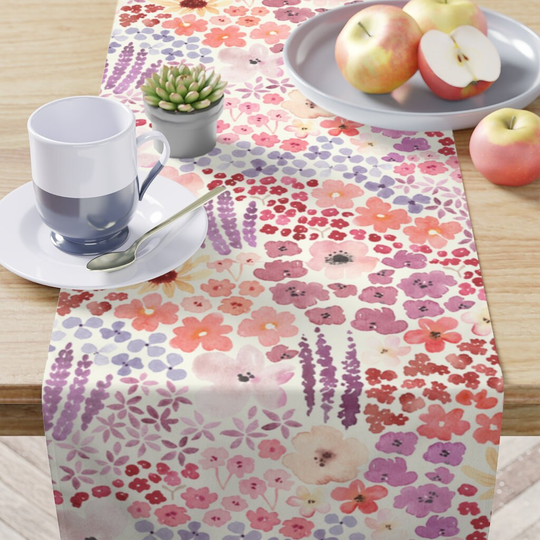 Summer English Flower Table Runner, Floral Pattern, Picnic, Tea Party Decorations, Housewarming Gift