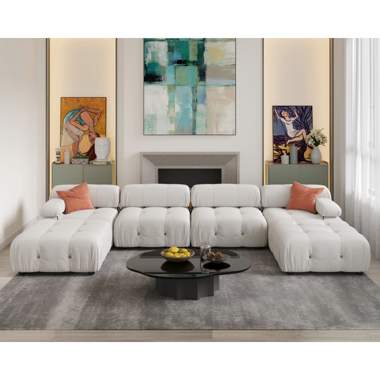 U-shape Teddy Sectional Sofa Oversize Modular Soft Couch