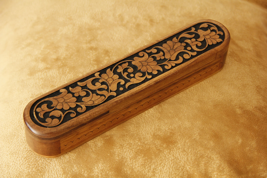 Handmade Pencil Box, Jevelery Rosary Vintage Jewelry Walnut Case, Wooden Box