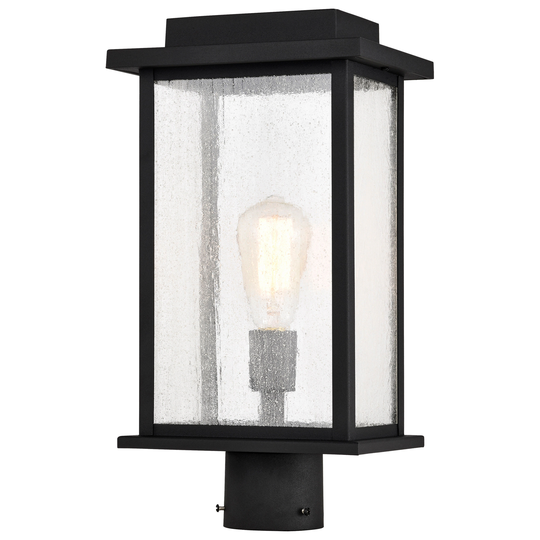 Sullivan Outdoor Post Light Pole Lantern 1 Light Matte Black Finish Clear Seeded Glass