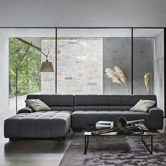 125.98" Fabric Sectional Sofa Dark Grey