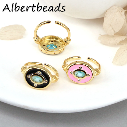 5-10Pcs, Enamel Ring, Colorful Band Crystal Zircon Color Ring, Gold Stackable Gift For Her, Dainty