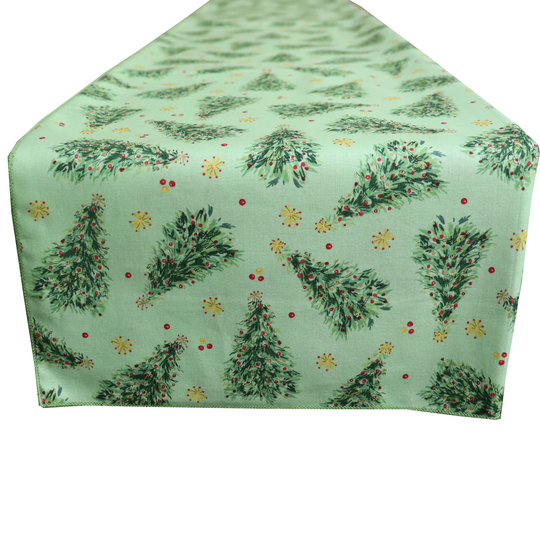 Christmas Trees 100% Cotton Print Table Runner Holiday Party Home Decoration Kitchen Dinner Coffee Side Display
