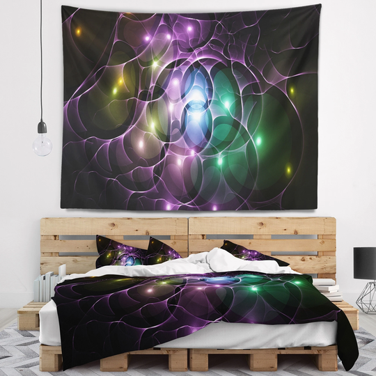 Designart 'Multi Color Fractal Space Circles' Abstract Wall Tapestry