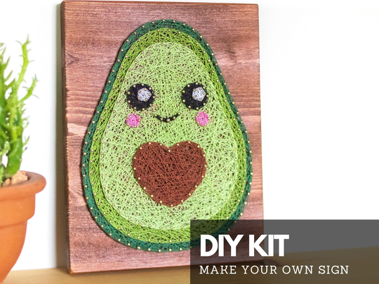 Smiling Avocado String Art Diy Kit For Kids & Adults - Wood Sign Craft With Cute Silhouette Design Beginners