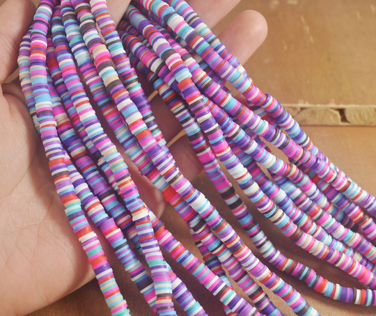 6mm Vinyl Heishi Beads, Purple Mixed Color Polymer Clay Beads, African Polymer Clay Diy Making Jewelry Bead, Length 40cm6-39#