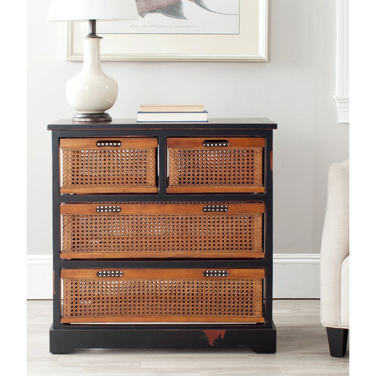 SAFAVIEH Jackson Black 4-drawer Wicker Basket Storage Unit