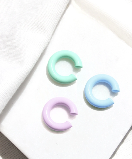 Chunky Pastel Color Ear Cuff, Purple Mint Thick Cuff Earrings, Sterling Silver Wrap Baby Blue No Piercing Cartilage Earrings