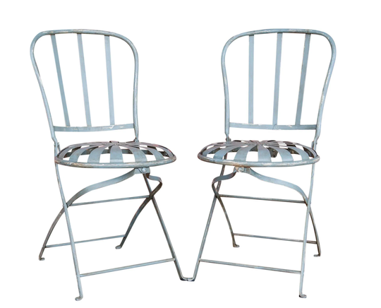 Sunburst French Bistro Spring Chairs, Art Deco Folding Seats Patio Furniture
