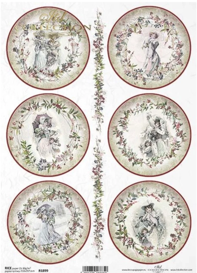 Rice Paper For Decoupage, Vintage Woman, Decorative Mulberry, Scrapbooking, Card Making, 1 A4 Sheet, R1899