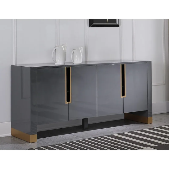 Best Master Furniture Lacquered 4-door Sideboard with Gold Accents