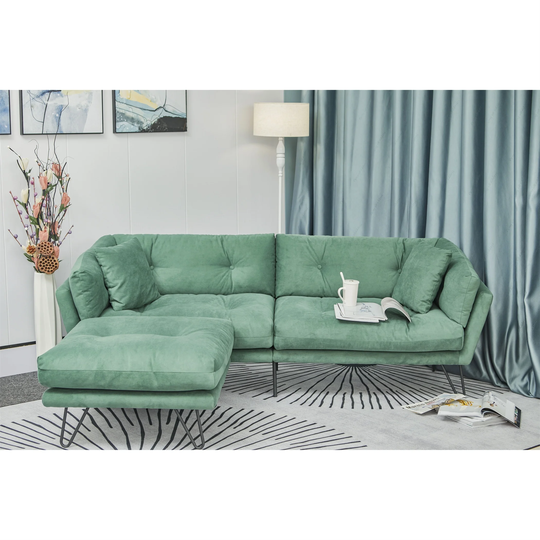 Chenille Sectional Sofa with Removable Footstool
